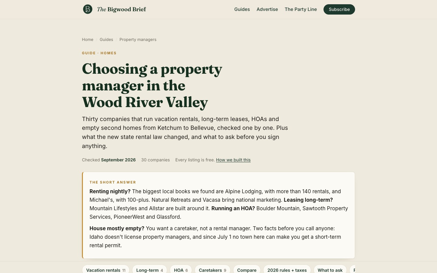The published guide: Choosing a Sun Valley Property Manager