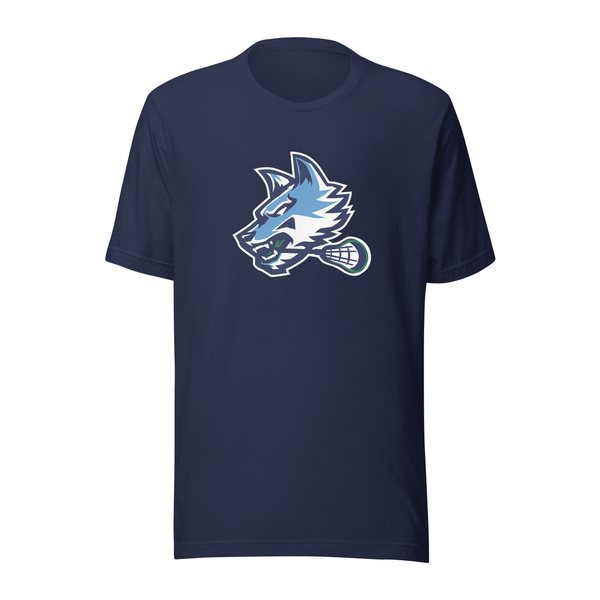 Navy Sun Valley Lacrosse tee with the wolf logo