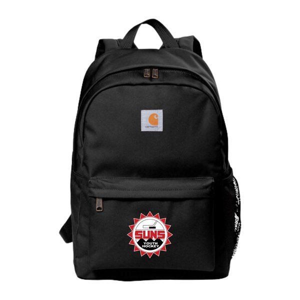 Black Carhartt backpack with the Suns Youth Hockey crest